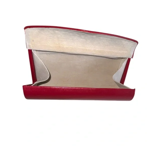 VALENTINO Vintage Authentic Red Leather Hard Magnetic Snap Close Sunglasses Case - Picture 2 of 3